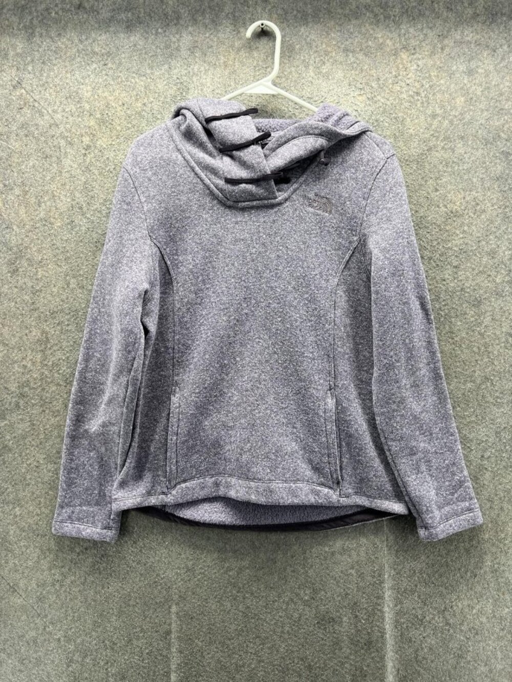 The North Face Hoodie Womens Medium Purple Fleece Cowl Neck Zip Pocket Pullover